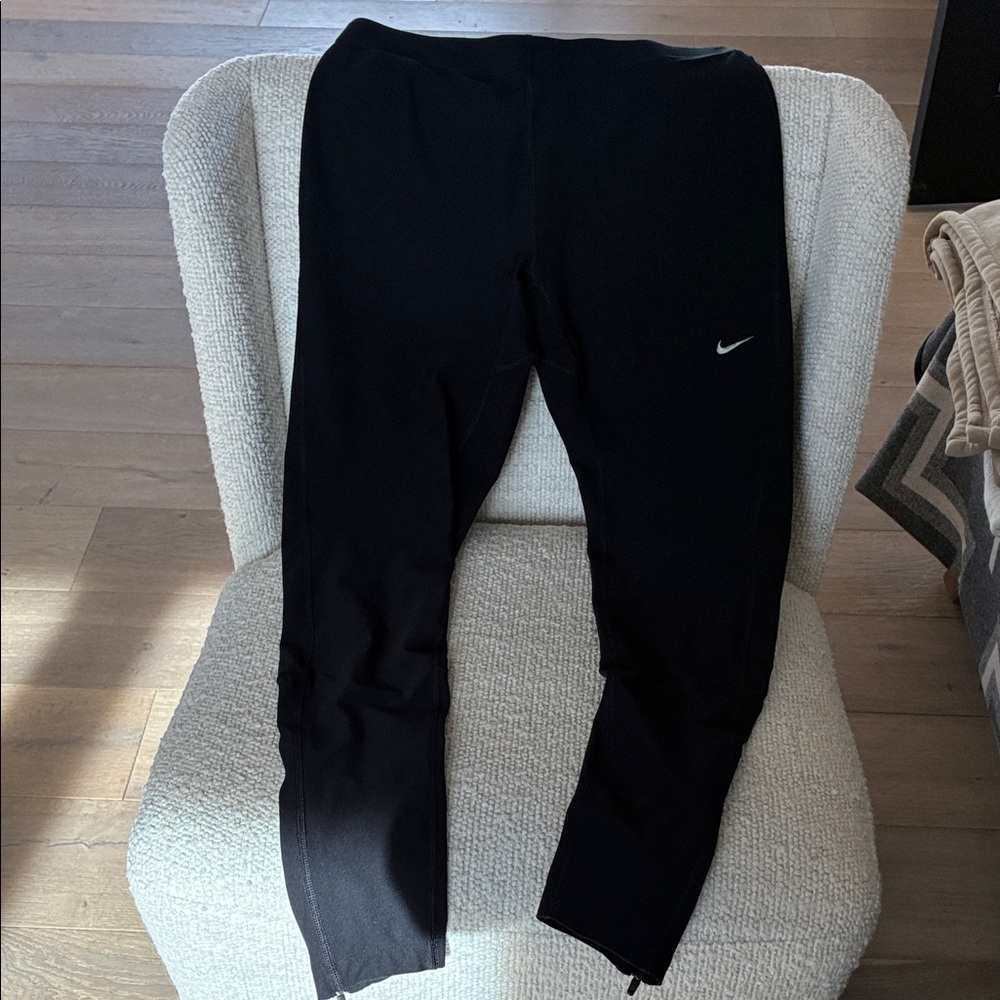 Nike Black Performance Biking/Running Leggings with White Swoosh